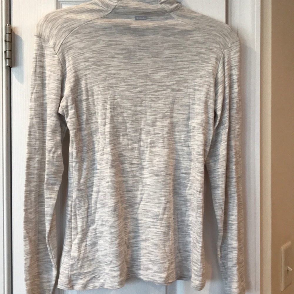 ☁️Columbia Women’s Quarter Zip Gray White Heather Long Sleeve Top - Size Large - Picture 3 of 13